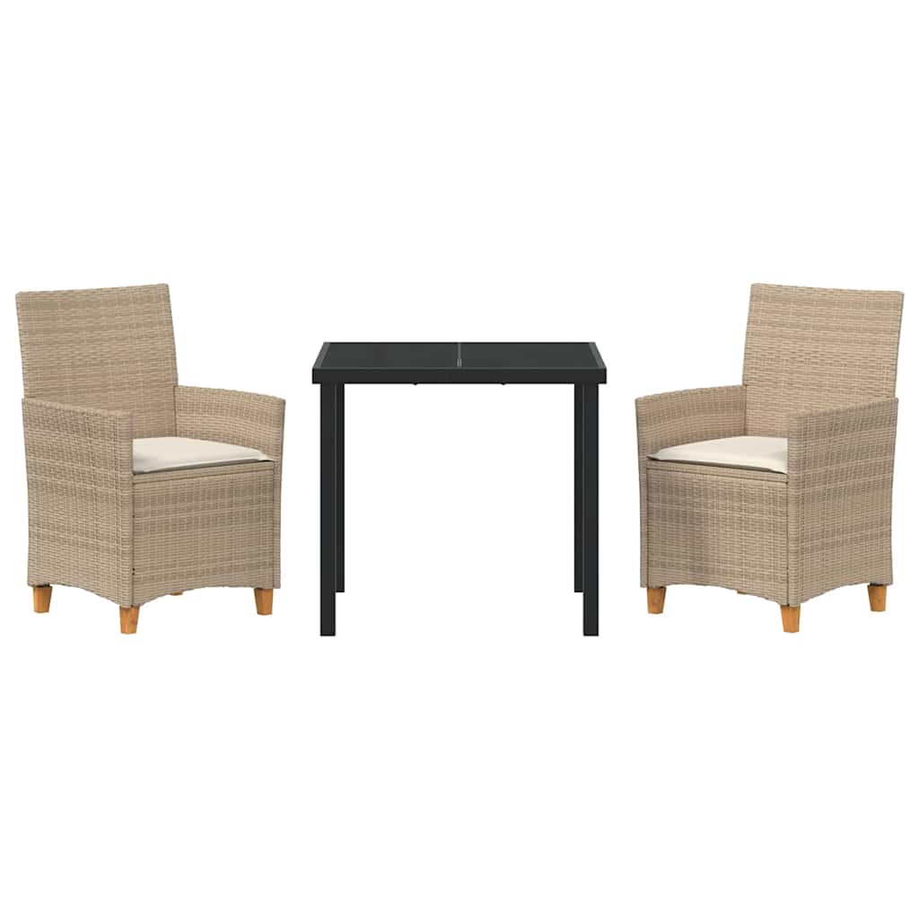 Tuin eettafelset 3 pcs Beige poly rattan