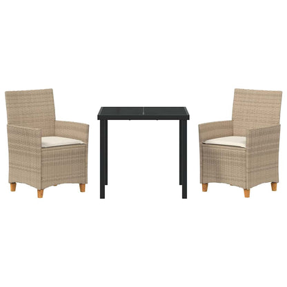Tuin eettafelset 3 pcs Beige poly rattan