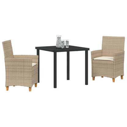 Tuin eettafelset 3 pcs Beige poly rattan
