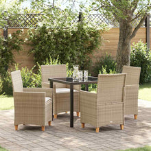 Tuin eettafelset 5 pcs Beige poly rattan