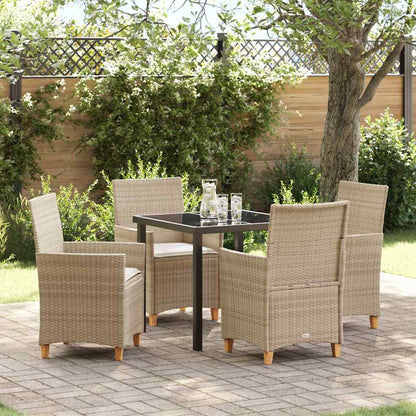 Tuin eettafelset 5 pcs Beige poly rattan
