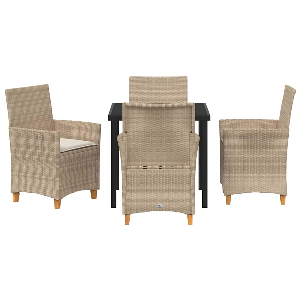 Tuin eettafelset 5 pcs Beige poly rattan