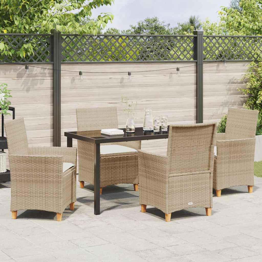 Tuin eettafelset 5 pcs Beige poly rattan