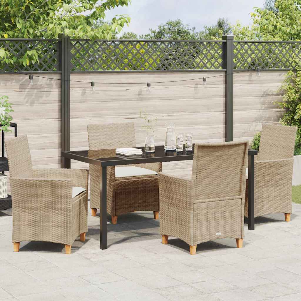 Tuin eettafelset 5 pcs Beige poly rattan