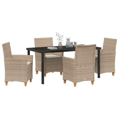 Tuin eettafelset 5 pcs Beige poly rattan