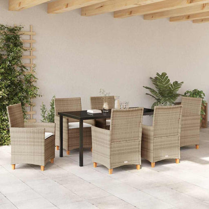 Tuin eettafelset 7 pcs Beige poly rattan