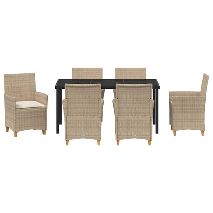 Tuin eettafelset 7 pcs Beige poly rattan