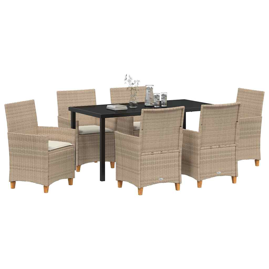 Tuin eettafelset 7 pcs Beige poly rattan