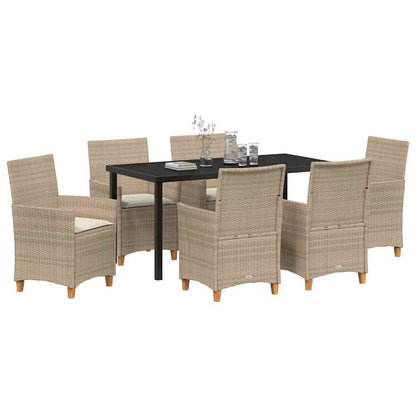 Tuin eettafelset 7 pcs Beige poly rattan