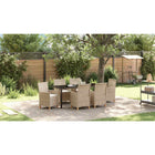 Garden dining set 7 pcs Beige poly rattan