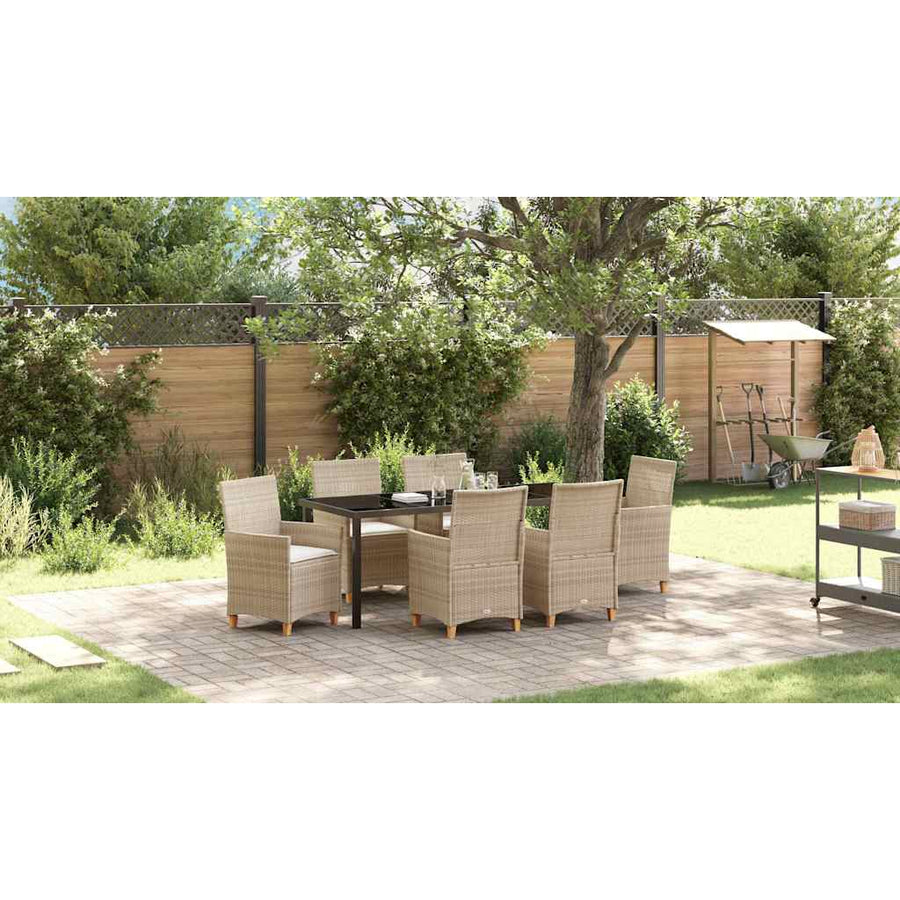 Tuin eettafelset 7 pcs Beige poly rattan