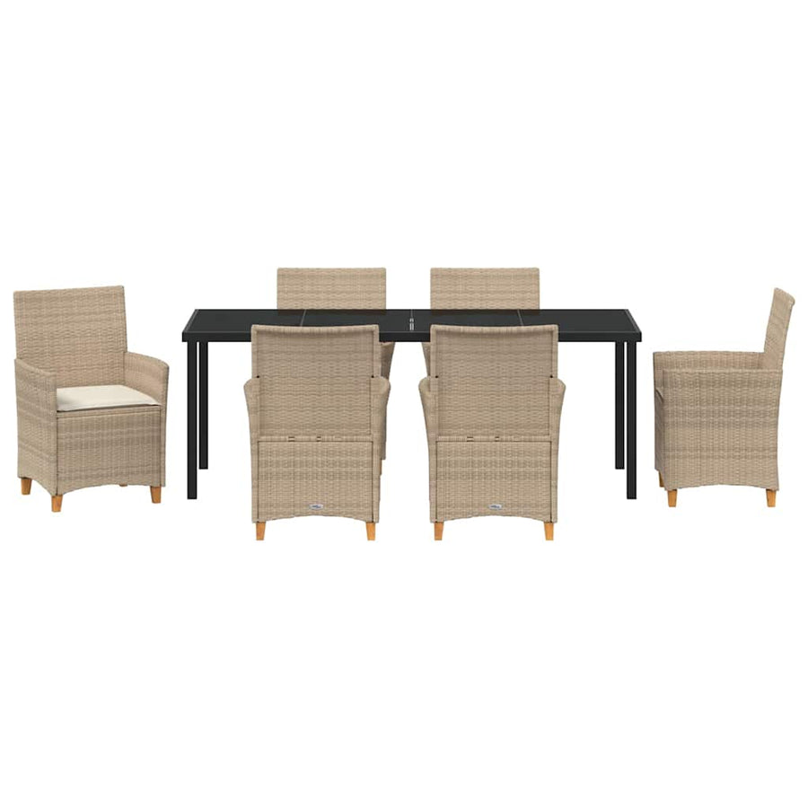 Tuin eettafelset 7 pcs Beige poly rattan