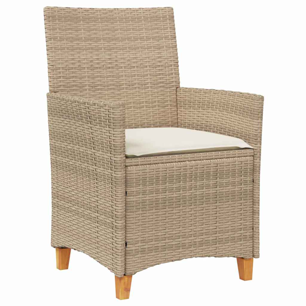Tuin eettafelset 9 pcs Beige poly rattan
