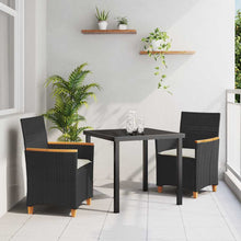 Tuin eettafelset 3 pcs Zwart poly rattan