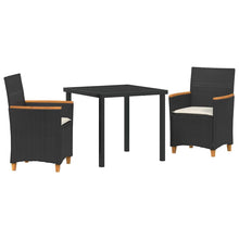 Tuin eettafelset 3 pcs Zwart poly rattan