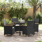 Tuin eettafelset poly rattan zwart 4 personen