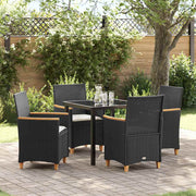 Tuin eettafelset poly rattan zwart 4 personen