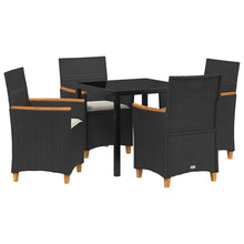 Tuin eettafelset 5 pcs Zwart poly rattan
