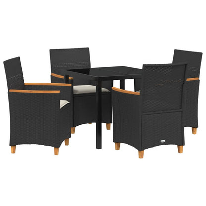 Tuin eettafelset 5 pcs Zwart poly rattan