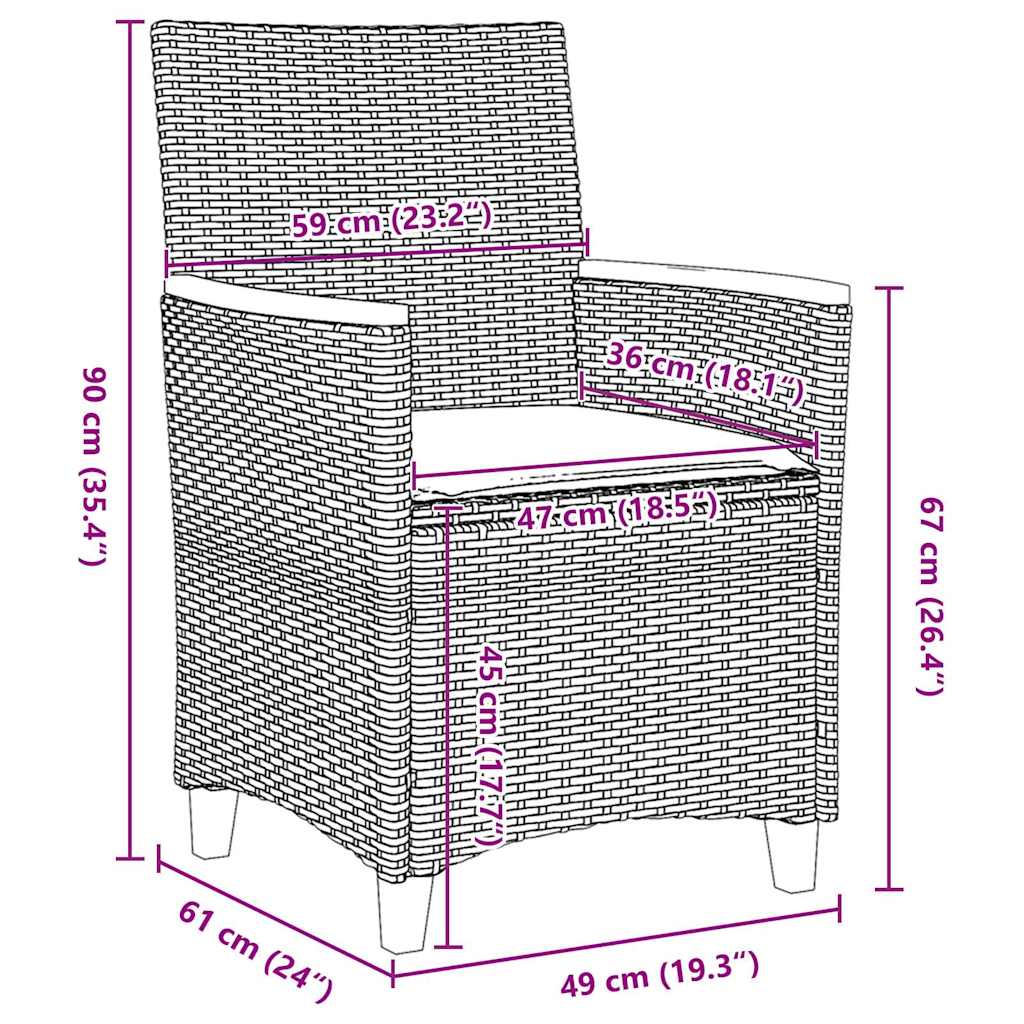 Tuin eettafelset 5 pcs Zwart poly rattan