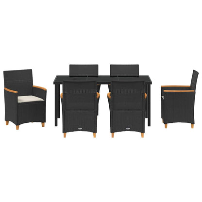 Tuin eettafelset 7 pcs Zwart poly rattan