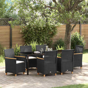 Tuinset 7-delig poly rattan zwart