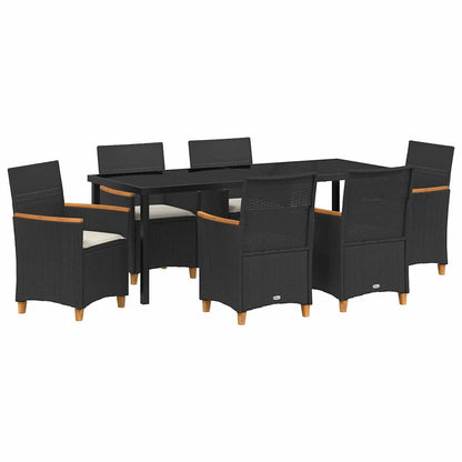 Tuin Eetset 7 pcs Zwart poly rattan