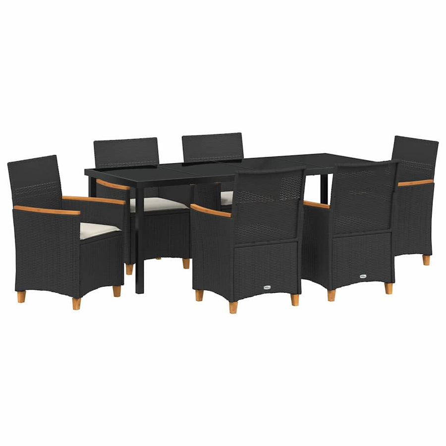 Tuin Eetset 7 pcs Zwart poly rattan