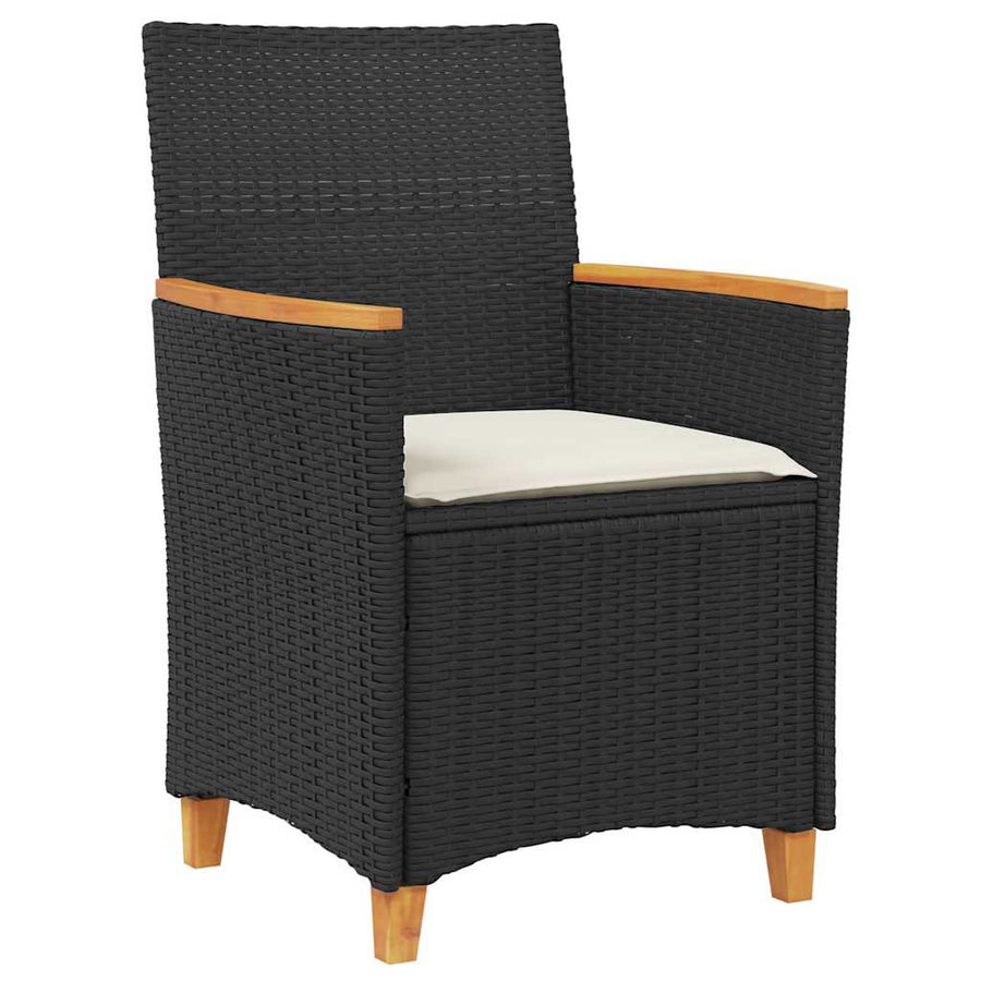 Tuin Eetset 7 pcs Zwart poly rattan