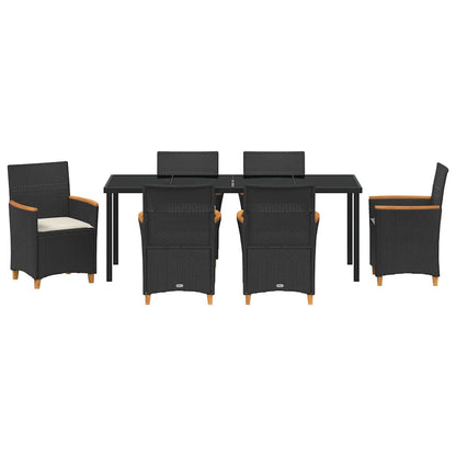 Tuin Eetset 7 pcs Zwart poly rattan