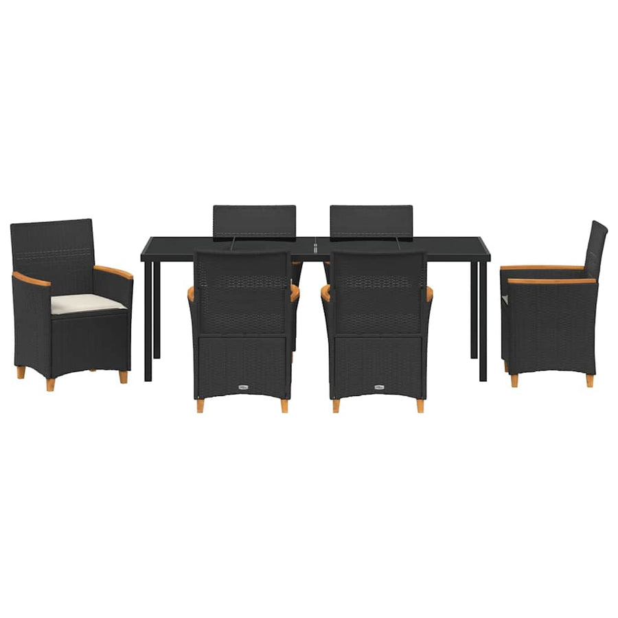 Tuin Eetset 7 pcs Zwart poly rattan