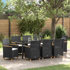 Garden dining set 9 pcs Black poly rattan