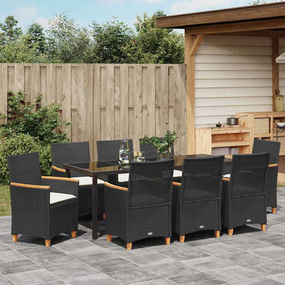 Tuin Eetset 9 Pcs Zwart Poly Rattan