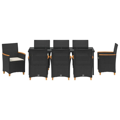 Tuin Eetset 9 Pcs Zwart Poly Rattan