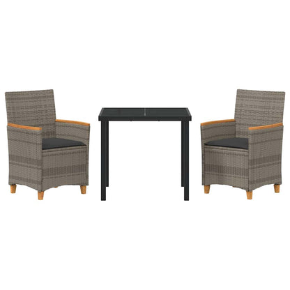 Tuin eettafelset 3 pcs Grijs poly rattan