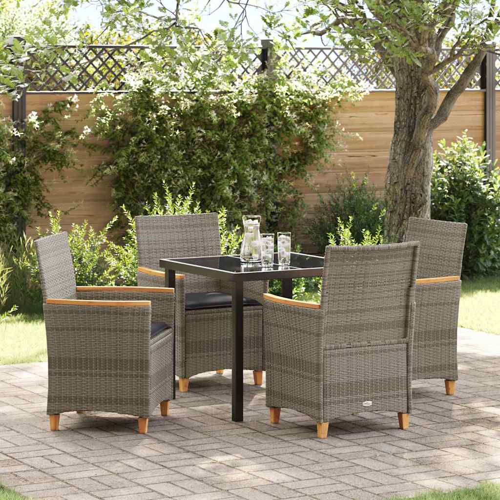 Tuin eettafelset 5 pcs Grijs poly rattan