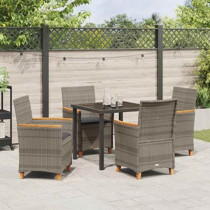 Tuin eettafelset 5 pcs Grijs poly rattan