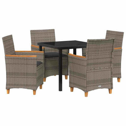 Tuin eettafelset 5 pcs Grijs poly rattan