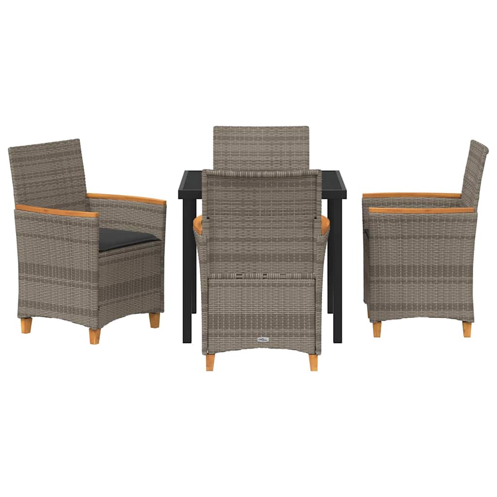 Tuin eettafelset 5 pcs Grijs poly rattan