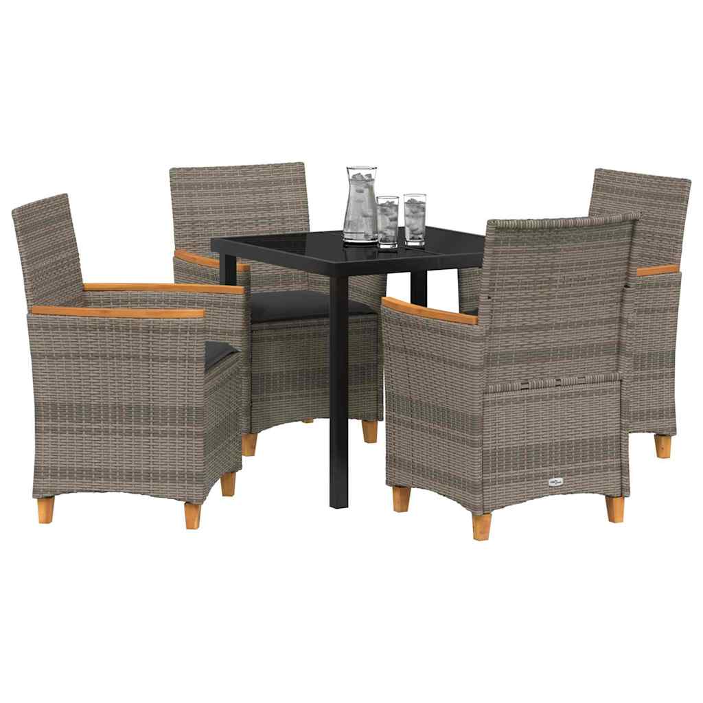 Tuin eettafelset 5 pcs Grijs poly rattan