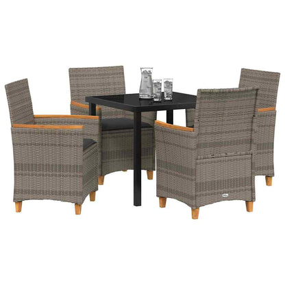 Tuin eettafelset 5 pcs Grijs poly rattan