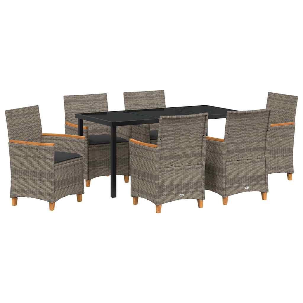 Tuin eettafelset 7 pcs Grijs poly rattan