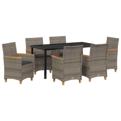 Tuin eettafelset 7 pcs Grijs poly rattan