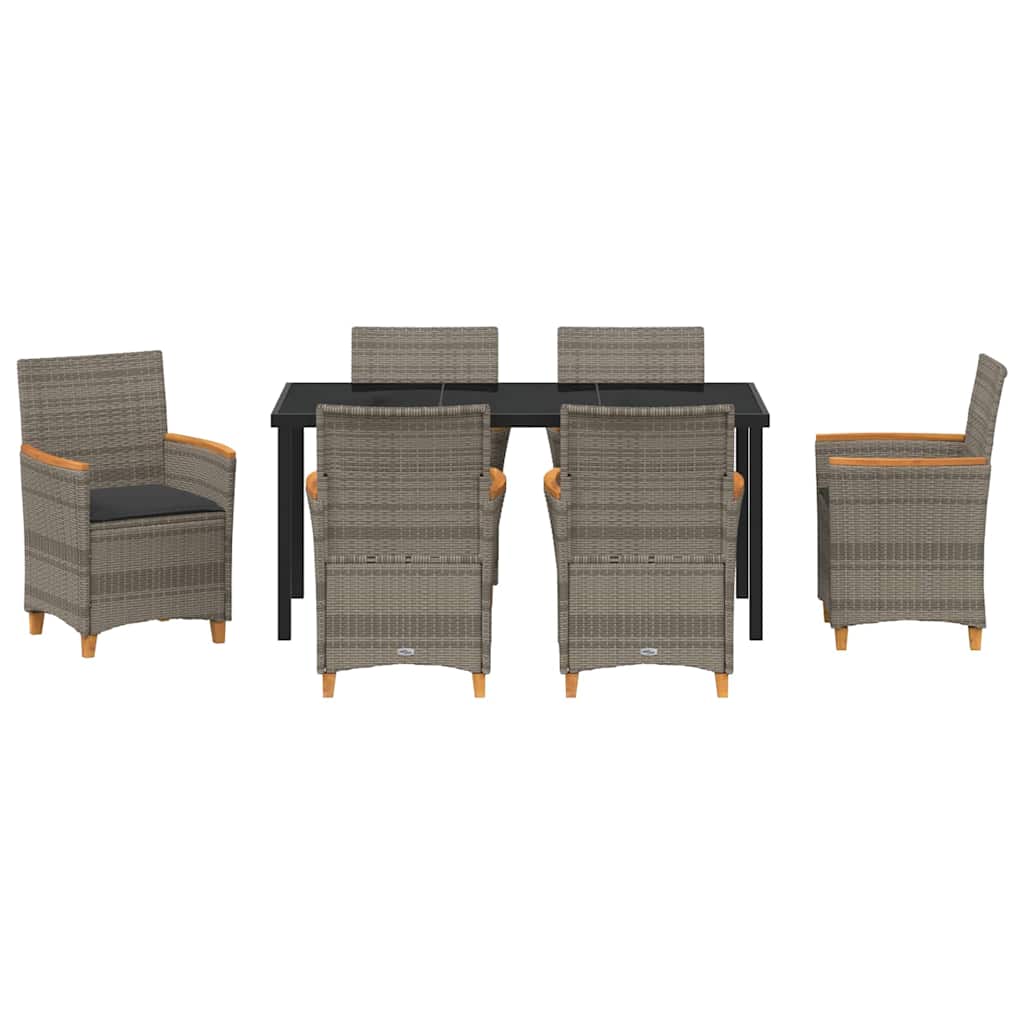 Tuin eettafelset 7 pcs Grijs poly rattan