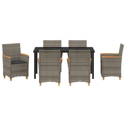 Tuin eettafelset 7 pcs Grijs poly rattan