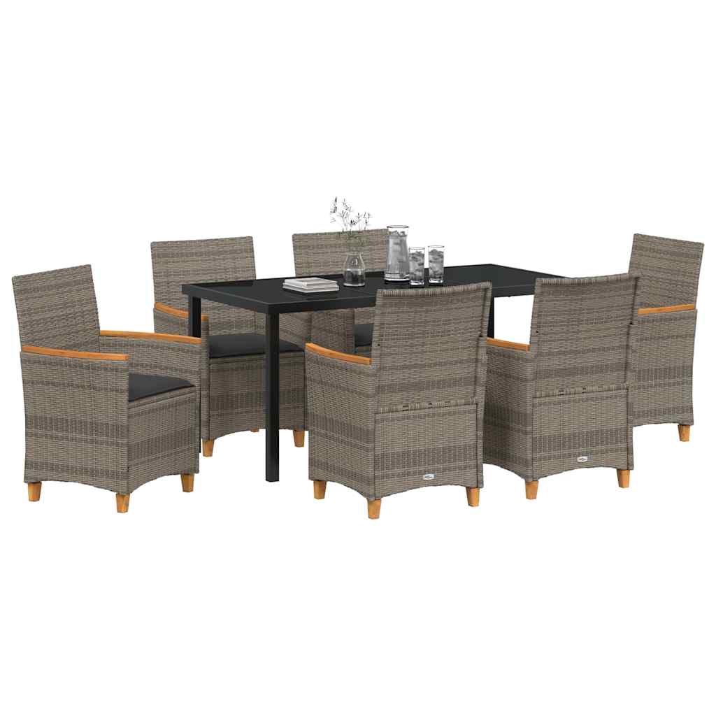 Tuin eettafelset 7 pcs Grijs poly rattan