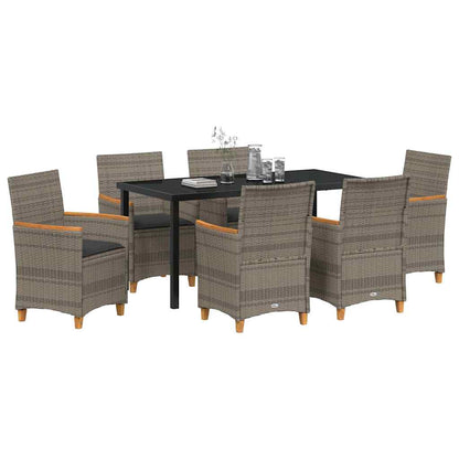 Tuin eettafelset 7 pcs Grijs poly rattan
