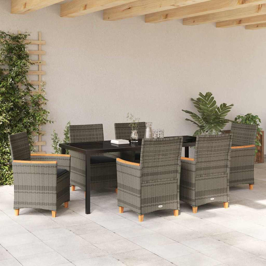 Tuin Eetset 7 pcs Grijs poly rattan