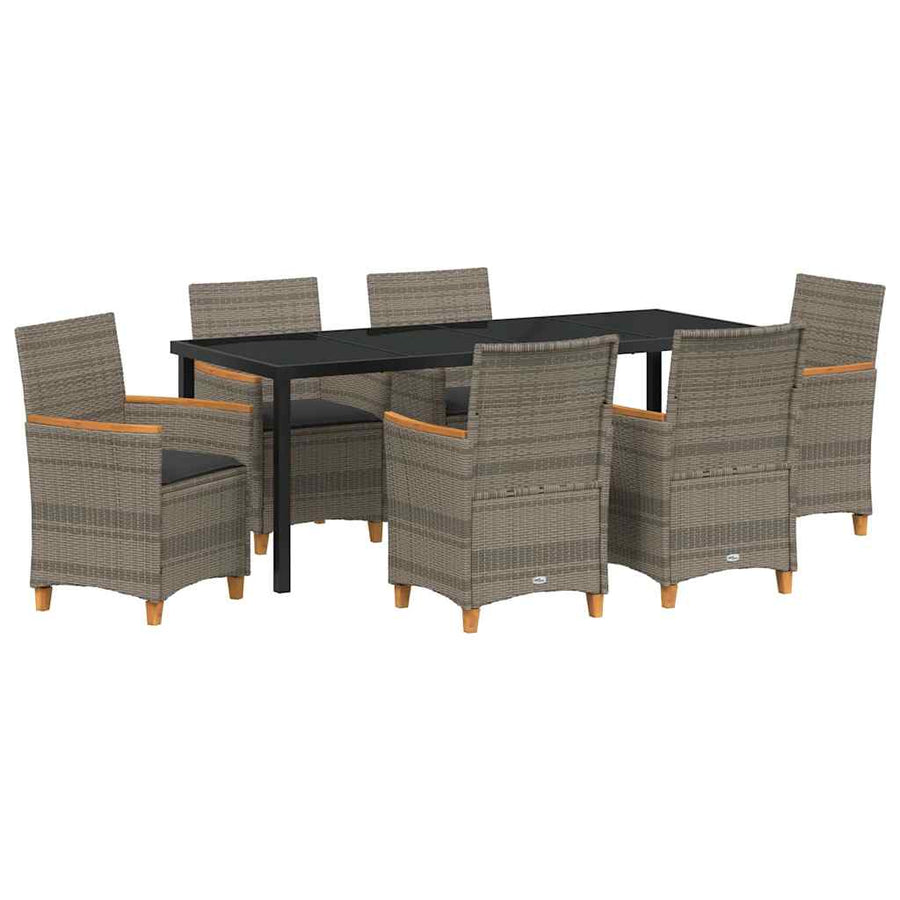 Tuin Eetset 7 pcs Grijs poly rattan