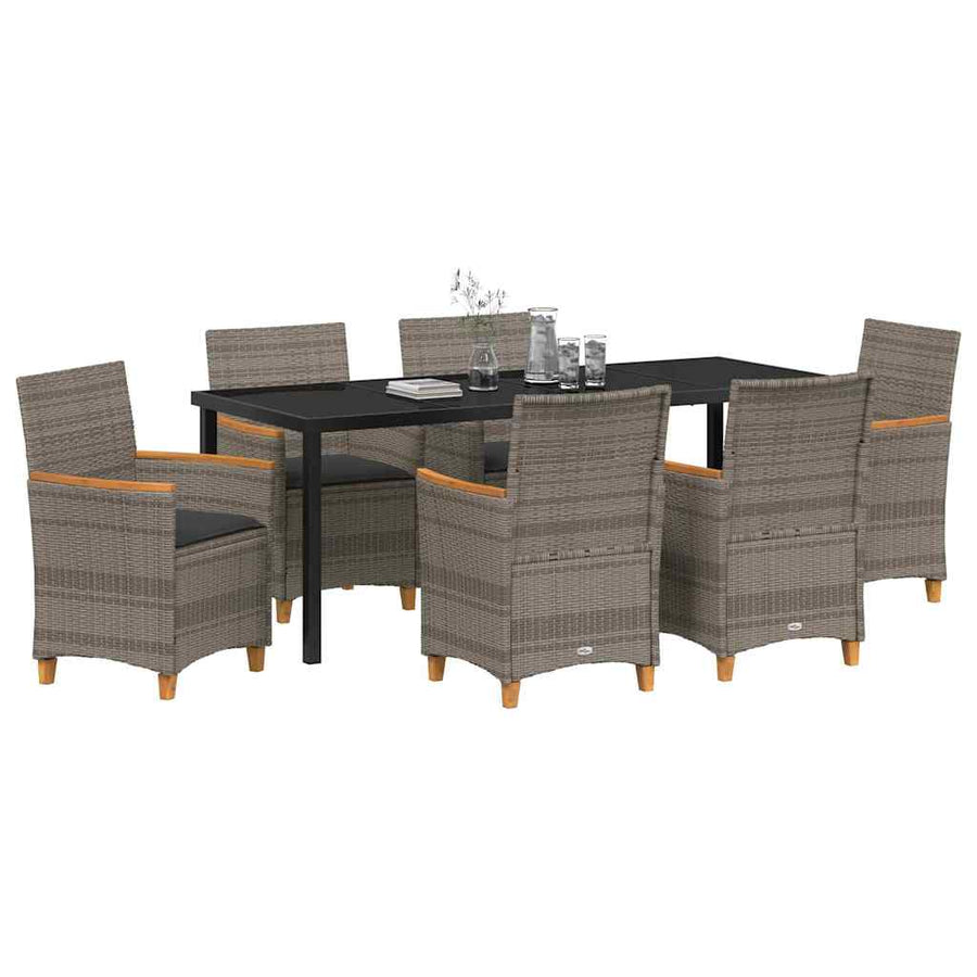 Tuin Eetset 7 pcs Grijs poly rattan
